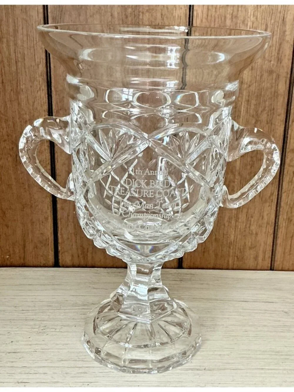 Honor Handled Loving Cup European Crystal Trophy Vase 9.5